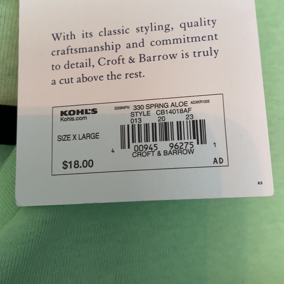 Croft & Barrow green short sleeve Henley size XL - Picture 3 of 6